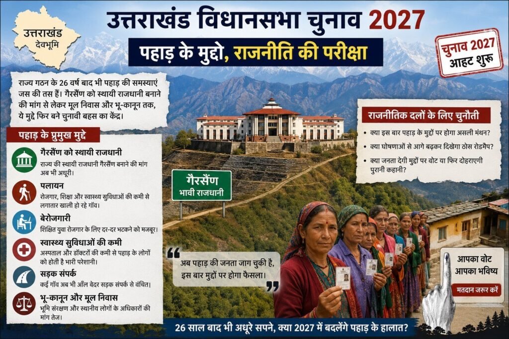 2027 चुनाव में मुद्दों पर होगी सियासत, गैरसैंण राजधानी से लेकर पलायन तक रहेंगे केंद्र में